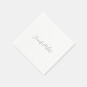 Kalligraphie Elegant Bold Retro Grau Weißer Name Serviette (Ecke)
