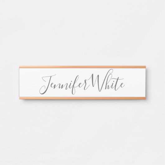 Kalligraphie Elegant Bold Retro Grau Weißer Name Türschild (Vorderseite )