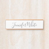 Kalligraphie Elegant Bold Retro Grau Weißer Name Türschild (Vorderseite )