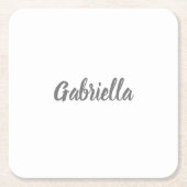 Kalligraphie Elegant Grau Weiß Schlicht Einfache B Rechteckiger Pappuntersetzer (Vorderseite)