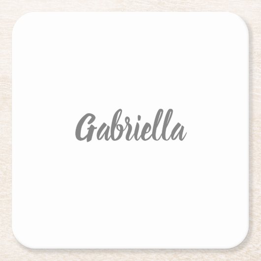 Kalligraphie Elegant Grau Weiß Schlicht Einfache B Rechteckiger Pappuntersetzer (Vorderseite)