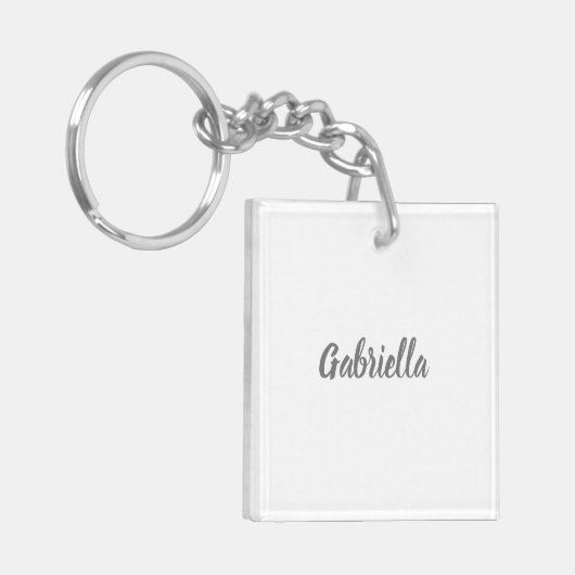 Kalligraphie Elegant Grau Weiß Schlicht Einfache B Schlüsselanhänger (Vorderseite links)