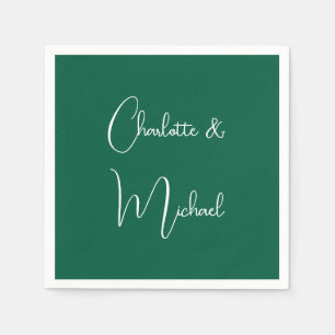 Kalligraphie Elegant Green Schlicht Simple Names Serviette