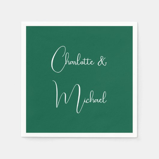 Kalligraphie Elegant Green Schlicht Simple Names Serviette (Vorderseite)