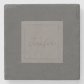 Kalligraphie Elegant Schlicht Einfache Bezeichnung Steinuntersetzer (Vorderseite)