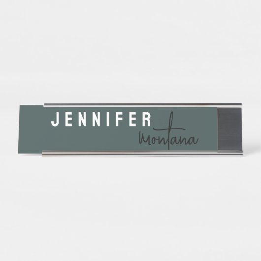 Kalligraphie Elegant Schlicht Fügen Sie Ihren eige Schreibtischnamensplakette (Vorderseite )