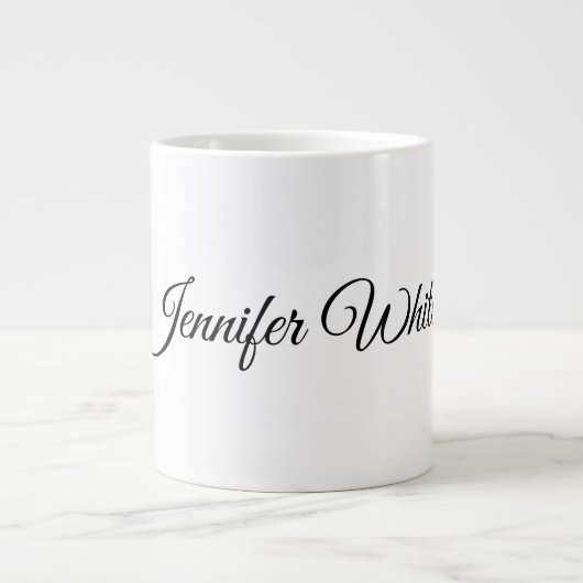 Kalligraphie Elegant Schwarz & Weiß Retro Jumbo-Tasse (Vorderseite)