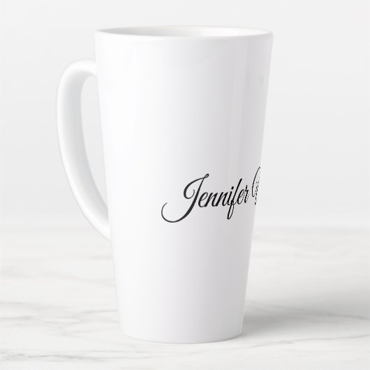 Kalligraphie Elegant Schwarz & Weiß Retro Milchtasse (Linke Ecke)