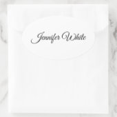 Kalligraphie Elegant Schwarz & Weiß Retro Ovaler Aufkleber (Tasche)