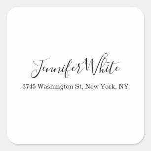 Kalligraphie Eleganter Schwarz-Weiß-Chic Schlicht Quadratischer Aufkleber