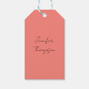 Kalligraphie Eleganto Coral Pink Schlicht Einfache Geschenkanhänger