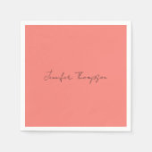 Kalligraphie Eleganto Coral Pink Schlicht Einfache Serviette (Vorderseite)