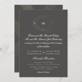 Kalligraphie Formales Monogramm-Goldfolie Einladung