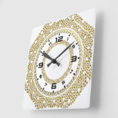 Kalligraphie Gold und Weiß Quadratische Wanduhr (Winkel)