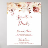 Kalligraphie Graceful Floral Signature Drinks unte Poster (Vorne)