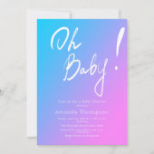 Kalligraphie Gradient Gender Neutral Baby Dusche Einladung (Vorderseite)