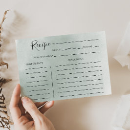 Kalligraphie Green White Brautparty Rezept Card