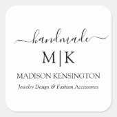 Kalligraphie Handmade Monogram oder Add-Logo-Gesch Quadratischer Aufkleber (Vorderseite)