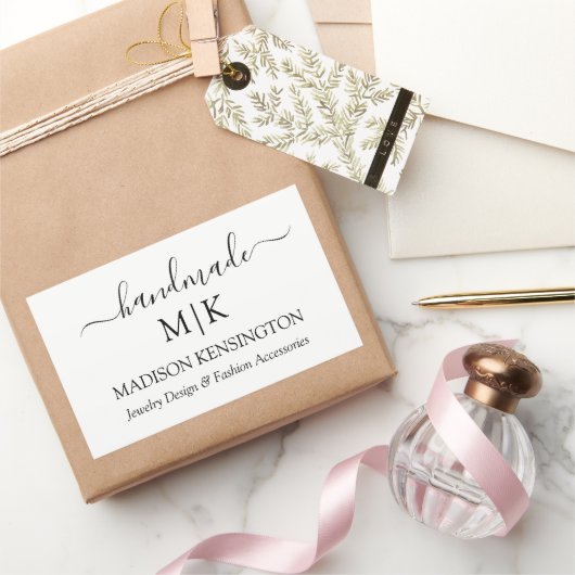 Kalligraphie Handmade Monogram oder Add-Logo-Gesch Rechteckiger Aufkleber (Schenken)
