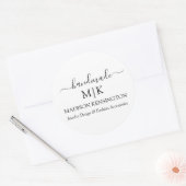 Kalligraphie Handmade Monogram oder Add-Logo-Gesch Runder Aufkleber (Umschlag)