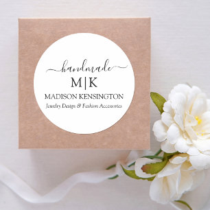 Kalligraphie Handmade Monogram oder Add-Logo-Gesch Runder Aufkleber