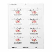 Kalligraphie Handmade Watercolor Pink Floral Label (Vorne)