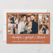 Kalligraphie Herz Dankbar 5 Foto Feiertagskarte (Vorderseite)