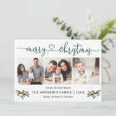 Kalligraphie Herz Weihnachten Holly 3 Foto Green (Stehend Vorderseite)