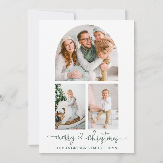 Kalligraphie Herzstück Grünen Foto Weihnachten (Vorderseite)