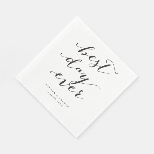 Kalligraphie-Hochzeit am besten Tag Serviette (Ecke)