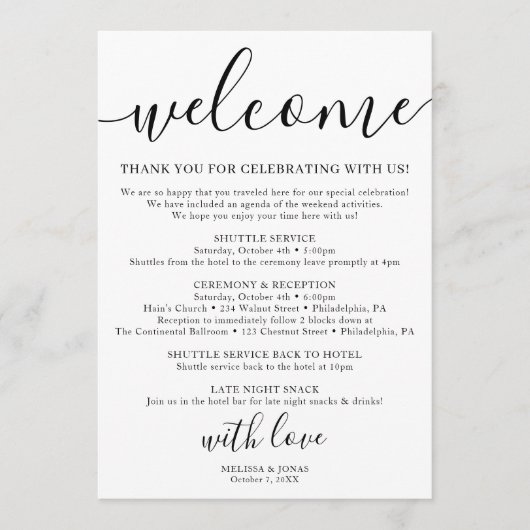 Kalligraphie-Hochzeit Programm (Vorderseite)