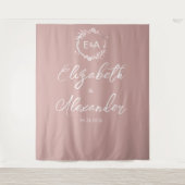 Kalligraphie-Hochzeitskugel in Rosa Wandteppich (Vorderseite)