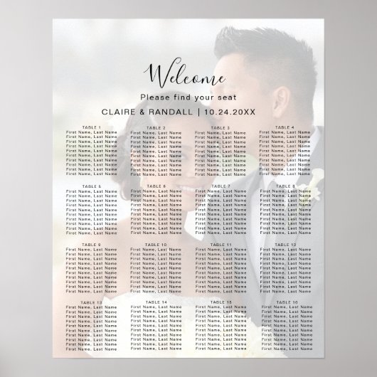 Kalligraphie Hochzeitstabelle Poster (Vorne)