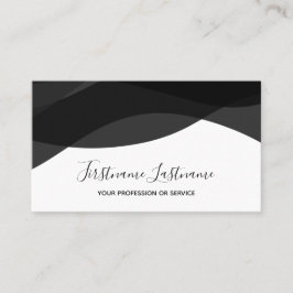 Kalligraphie in Schwarzweiß und abstrakte Wellen Visitenkarte