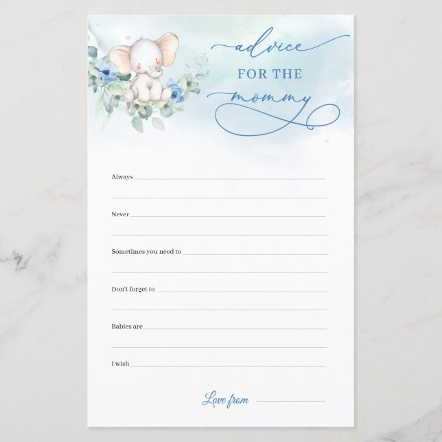 Kalligraphie Junge Elefantenberatung für die Mami (Vorderseite)