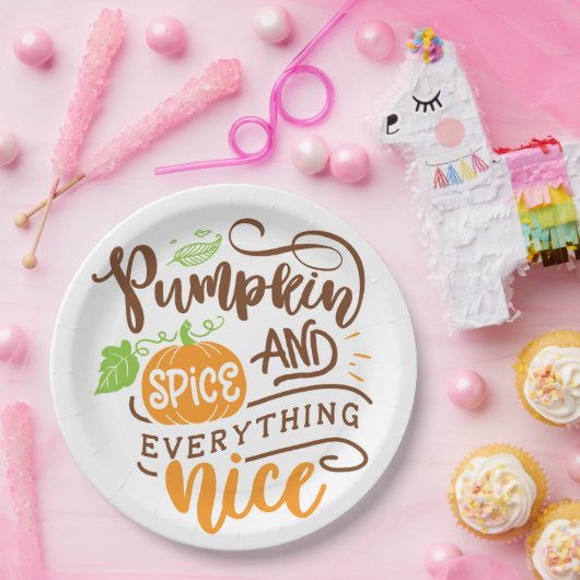 Kalligraphie-Kürbis-Gewürz und alles Nizza Holz Pappteller (Party)