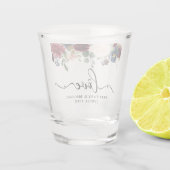 Kalligraphie-Liebe-Burgunderblumenhochzeit Schnapsglas (Rückseite)