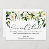 Kalligraphie-Liebe dank Watercolor Green Floral Dankeskarte (Vorne/Hinten)