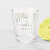 Kalligraphie Liebe Grüne Blumenhochzeit Schnapsglas (Rückseite)