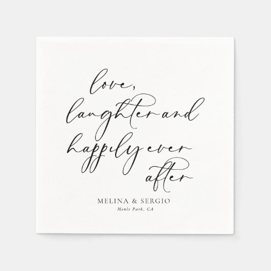 Kalligraphie Liebe Lachen und glücklich immer nach Serviette (Vorderseite)