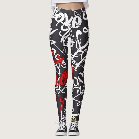 Kalligraphie Liebe Yoga Leggings (Vorderseite)