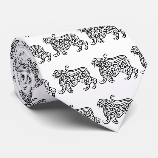 Kalligraphie-Löwe (Schwarzes) Krawatte (Gerollt)