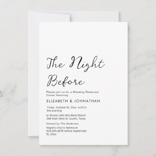 Kalligraphie: minimale Nacht vor Einladung (Vorderseite)