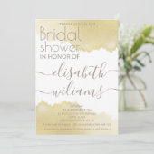 Kalligraphie Minimalistischer Goldpinselstiche Einladung (Stehend Vorderseite)