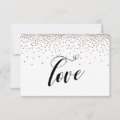 Kalligraphie mit Herz, Rose Gold Confetti RSVP Karte (Rückseite)