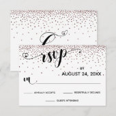Kalligraphie mit Herz, Rose Gold Confetti RSVP Karte (Vorne/Hinten)