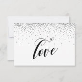 Kalligraphie mit Herz, Silberner Glitzer Confetti RSVP Karte (Rückseite)