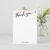 Kalligraphie mit Herz und Kupferkonfetti Dankeskarte (Stehend Vorderseite)