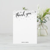 Kalligraphie mit Herz und Silberfetti Dankeskarte (Stehend Vorderseite)