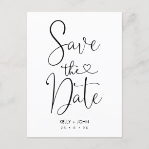 Kalligraphie mit Herzfunktion Save the Date Postka Ankündigungspostkarte